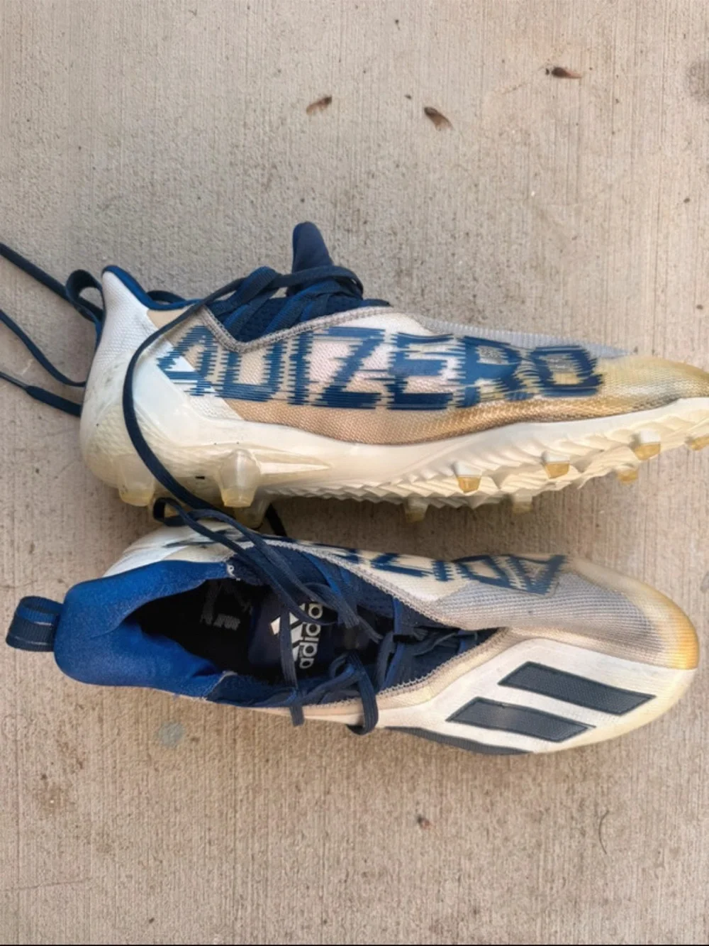 adidas men’s  White and Blue Adizero Soccer Cleats